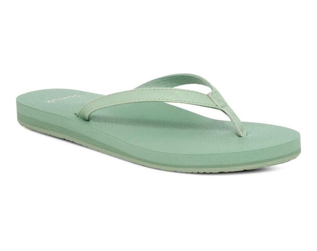 Sanuk Yoga Joy II 1169692-AQF Sandals Women's 9B Aqua Foam Flip Flop GBO3563