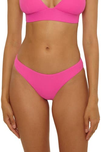 BECCA Modern Edge Bikini Bottom Womens Medium Rose Berry Stretch Hipster GBO3606
