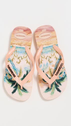 Havaianas Top Tropicalia Sandals Women's 9-10 Peach Slip On Flip Flop Hawk3389