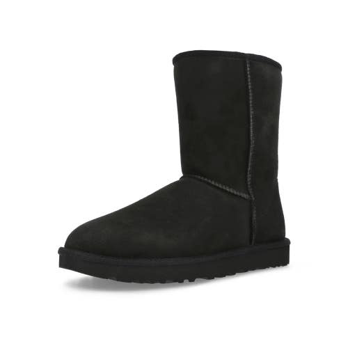UGG Classic Short II 1016223-BLK Boots Womens 6 M Black Suede Sheepskin Hawk3307