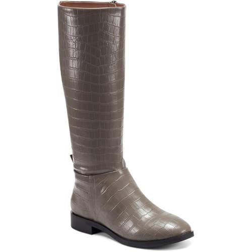 Aerosoles Berri Womens 8 M Gray Croco Round Toe Side Zip Knee High Boot Hawk3313