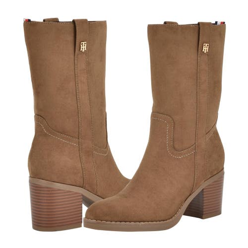 Tommy Hilfiger Theal 2 Women's 9M Dark Gray Faux Leather Mid Calf Boots Hawk3380
