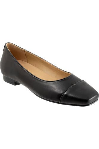 Trotters Harbor T2457-001 Flat Women 12 B Black Leather Cap Toe Slip On ZOGG3922