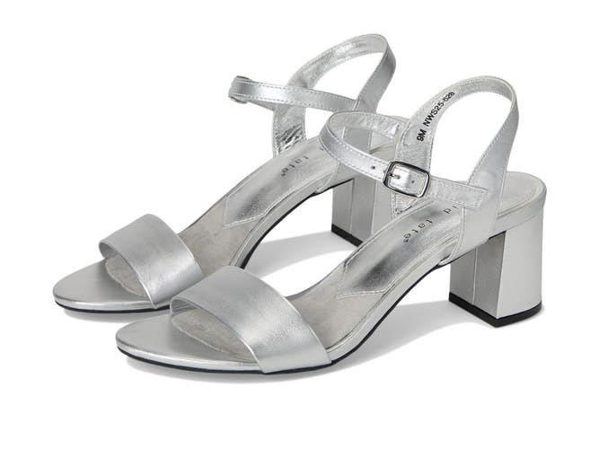 David Tate Ageless Sandals Women 7.5 M Silver Matte Leather Ankle Strap ZOGG3909