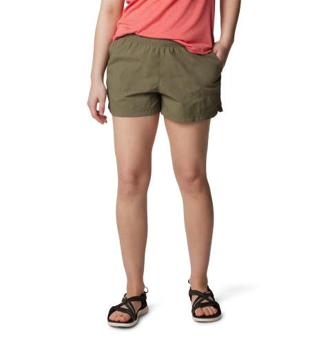Columbia Sandy River Shorts Women's Small Stone Green Drawstring Waist FTS1599