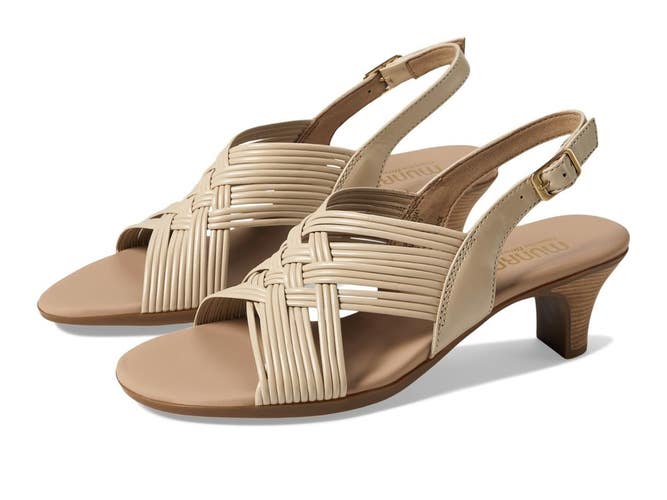 Munro Marianna Sandals Womens US 6.5 B Beige Leather Open Toe Slingback ZOGG3933