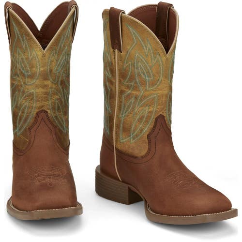 Justin Boots Canter SE7515 Men's 9.5 Brandy Leather Square Toe Western ZOGG3947