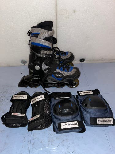 Inline Skates Size 3-6 with Knee Guards and Hand Guards (Used)