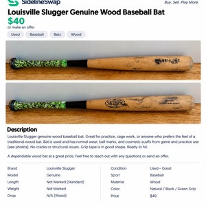 Louisville Slugger Genuine Series Y125 Wood Bat (-5) 22 oz 29" (Used)