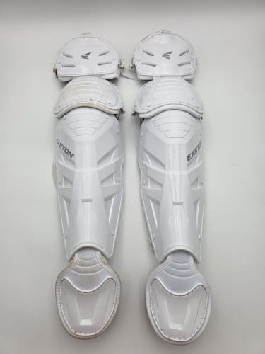 Easton Phenom Catcher's Leg Guards NOCSAE Certified Large 16.5” White Adult 15+ (Light Used)