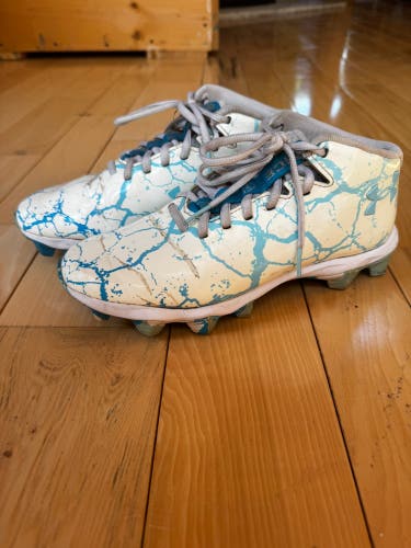 Under Armour Spotlight Franchise RM Football Cleats - White/Capri Sky Blue "All American" (Size 6Y)