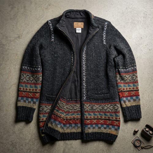 Laundromat Full Zip Wool Cardigan Fair Isle Southwestern Knit Cabincore Nepal M