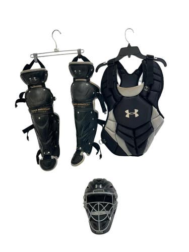 Used Under Armour VICTORY 9-12 SET Catchers Helmet w/Mask Black One Size 11692-S000155172