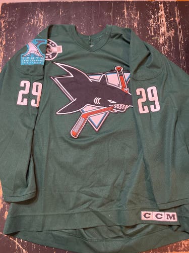 CCM Practice Jersey w/ SJ Sharks 10th Anniversary Patches (Used)