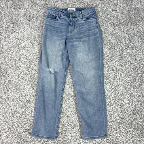 EVEREVE Jeans Womens 28 Blue High Rise Ever Straight Distressed Stretch Denim
