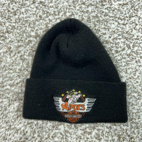 Harley Davidson Hat Beanie Youth One Size Black Knit Apol's Motorcycle Boys USA