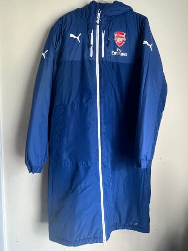 RARE 2014/2015 Arsenal FC Long Bench Jacket Parka Style Men's Size Large