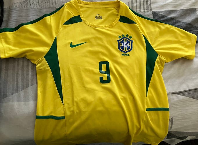 Brazil 2002 World Cup Ronaldo (R9) #9 Home Jersey Untagged Size Large