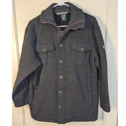 Kuhl Joyrydr Boiled Merino Wool Jacket Mens XXL Charcoal Gray Button Zip Coat