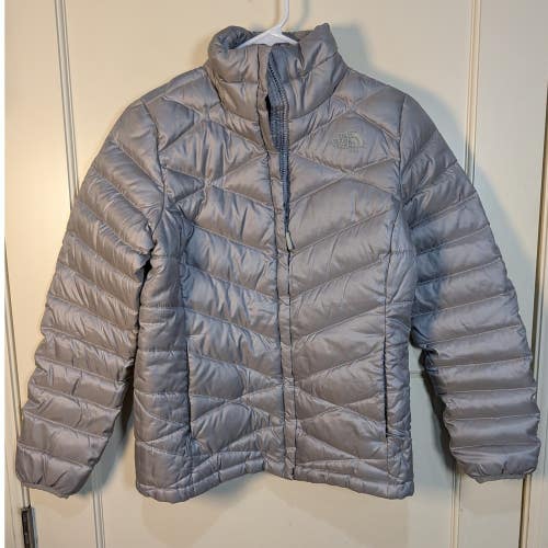 The North Face Aconcagua Down Puffer Jacket Silver Gray Chevron Quilt Womens S