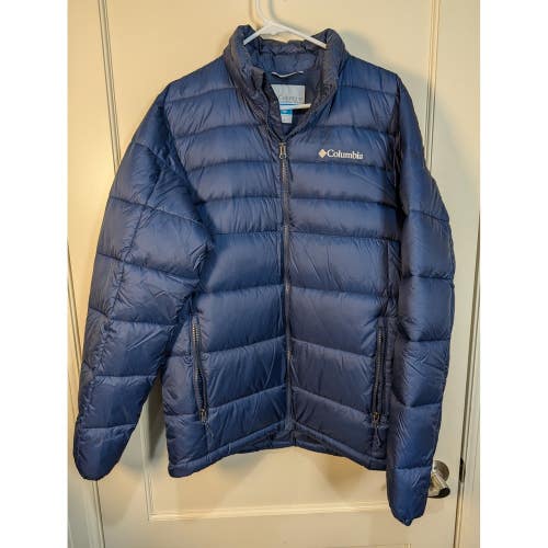 Columbia Mens Puffer Jacket Navy Blue Full Zip Quilted Insulated Coat Size M
