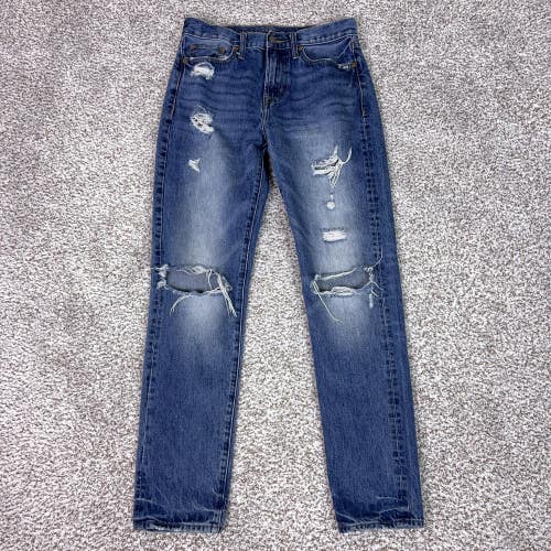 American Eagle Jeans Mens 30x34 Blue Dad Jean Distressed Ripped Denim Mid Wash