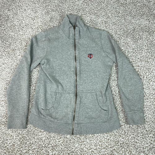 Minnesota Twins Jacket Womens Medium Gray MLB Baseball Full Zip Sweatshirt Logo