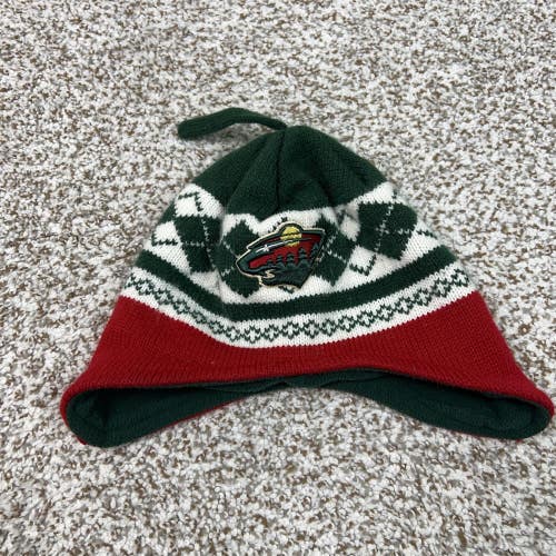 Minnesota Wild Hat Beanie Kids Green Red White NHL Hockey Ear Flap Winter Knit