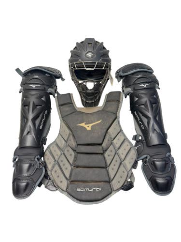 Used Mizuno SAMURAI Catchers Chest Protector Grey And Black Adult 11835-S000212392