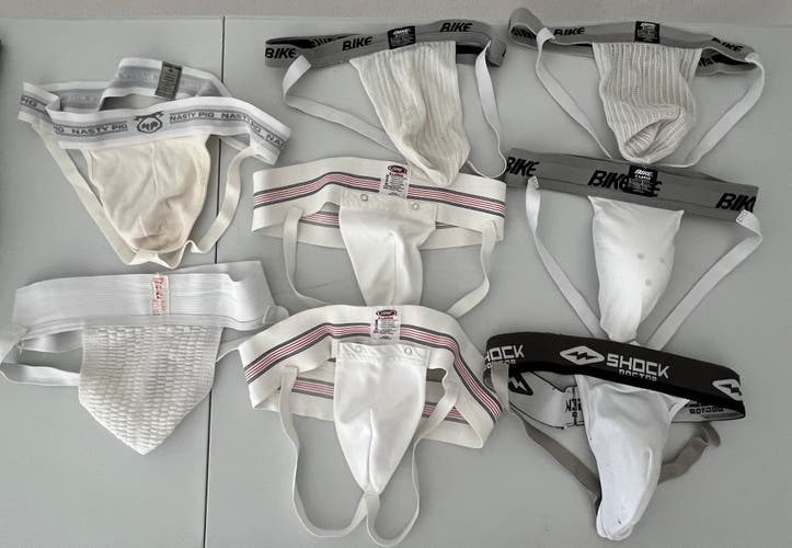 (Used) lot of 8 used jockstraps all size XL (Bike Duke Nasty Pig Shock Doctor)