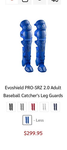 NEW EvoShield Pro-SRZ 2.0 Adult Catcher’s Leg Guards Royal Blue