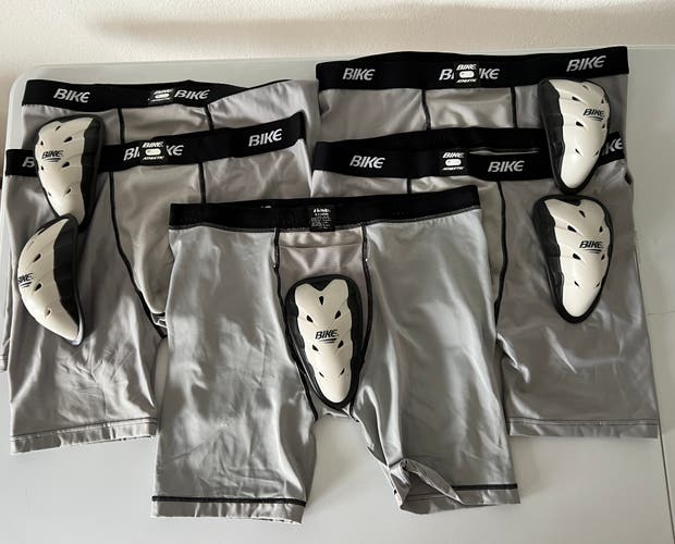 XL Adult (Used) LOT of 5 BIKE ATHLETIC COMPRESSION BOXER W/ PROFLEX MAX CUP BACO31 XL