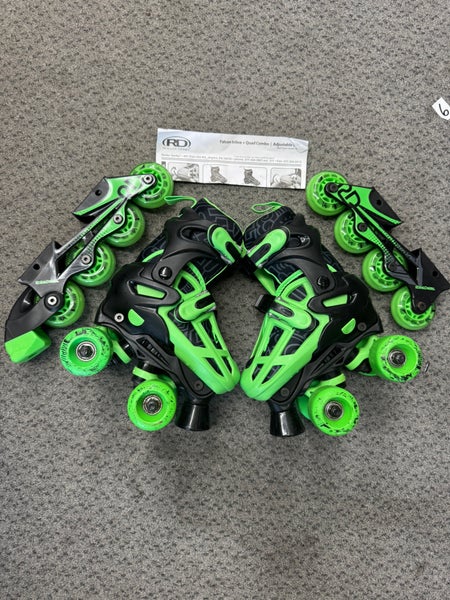 LIKE NEW Roller Derby Falcon size 12-2 Adjustable Inline Skates (Used) plus quad combo