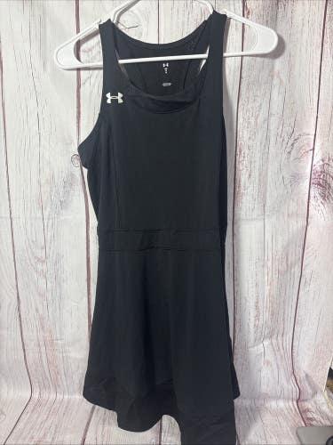 Under Armour Womens Racerback Tank Top Skirt Black Striped Activewear HeatGear