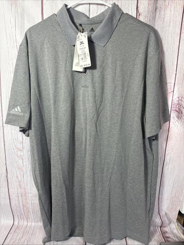 NWT MEN'S ADIDAS GQ3113 ADI PERFORMANCE GREY ULTRSOFT GOLF POLO SHIRT $55 Sz 2xl