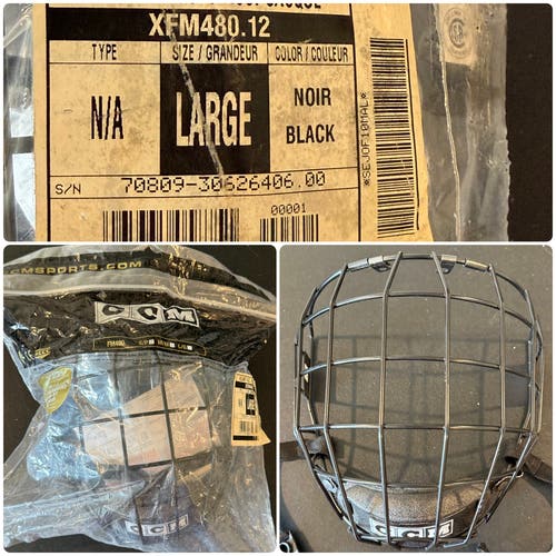 CCM FM480 Large Face Mask Black Full Cage