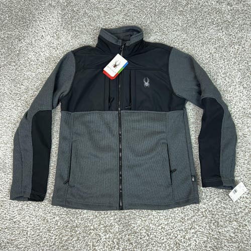 Spyder Jacket Mens Small Gray Black Full Zip Fleece Ski Core Sweater Winter Top