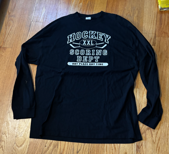 Hockey Black XXL Adult Unisex T-Shirt (New) Long Sleeve