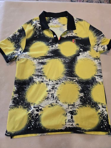 Yellow XL Men's Nike Men's Printed Slim-Fit Tennis Polo Shirt (Used)
