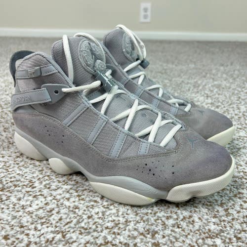 Jordan Sneakers Mens 10 Gray Basketball High Top Suede Shoes Jordan 6 Rings Gym