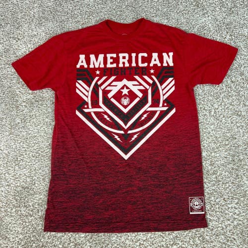 American Fighter Shirt Mens Large Red Sport Training Graphic Tee Workout T Logo
