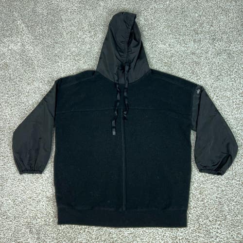 Alo Yoga Hoodie Womens Medium Black Mixed Media Fleece Pullover Athleisure Top