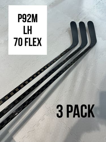 Senior(3x)Left Hand P92M 70 Flex ProBlackStock™ Unbranded Blackout Pro Stock Nexus Hockey Sticks