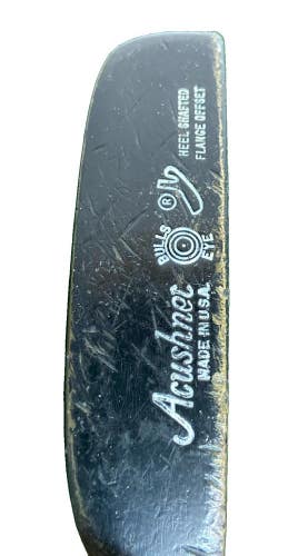 Acushnet Heel Shafted Flange Offset Bullseye Putter Black RH Fluted Steel 34"