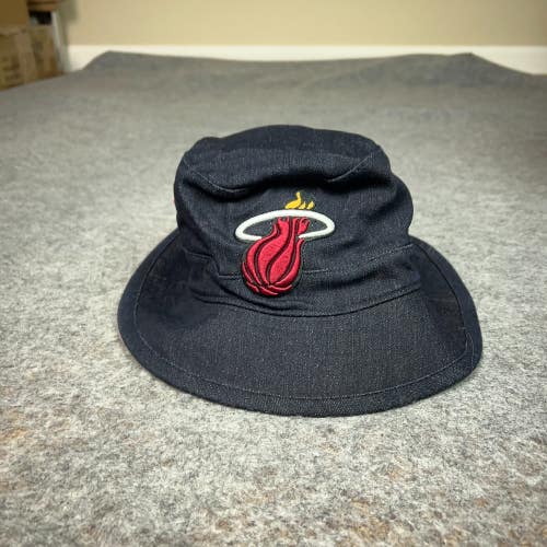Miami Heat Mens Hat Cap Small Bucket Black Red Logo Mitchell Ness Basketball NBA