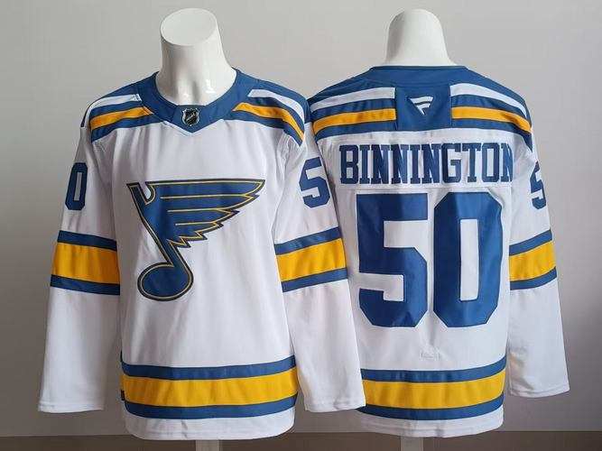 Men's St. Louis Blues Jordan Binnington #50 Stitched White Jersey Ice Hockey Jersey size 52