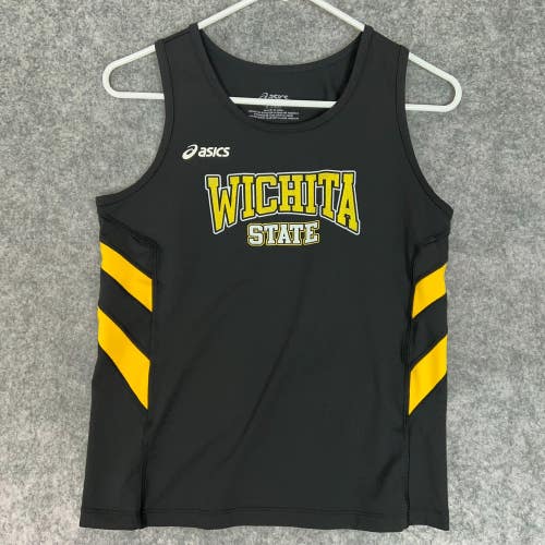 Wichita State Shockers Womens Shirt Large Asics Black Yellow Tank Top NCAA Run
