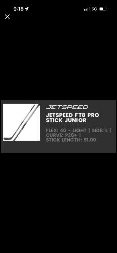 Junior CCM JetSpeed FT8 Pro Left Hand Hockey Stick P28 40 Flex (New)