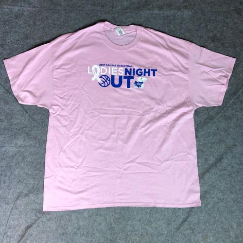 Kansas Jayhawks Mens Shirt 2XL XXL Pink Tee Short Sleeve Basketball NCAA A3