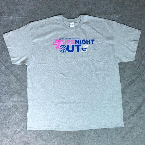 Kansas Jayhawks Mens Shirt 2XL XXL Gray Tee Short Sleeve Sport NCAA Basketball B